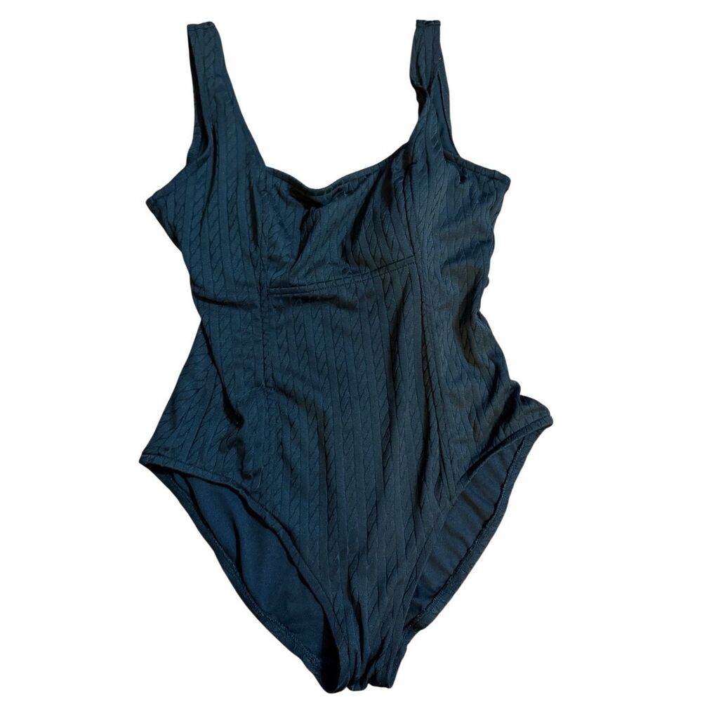 Catalina Women’s Black Textured Slimming One-piece Swimsuit Sz XL